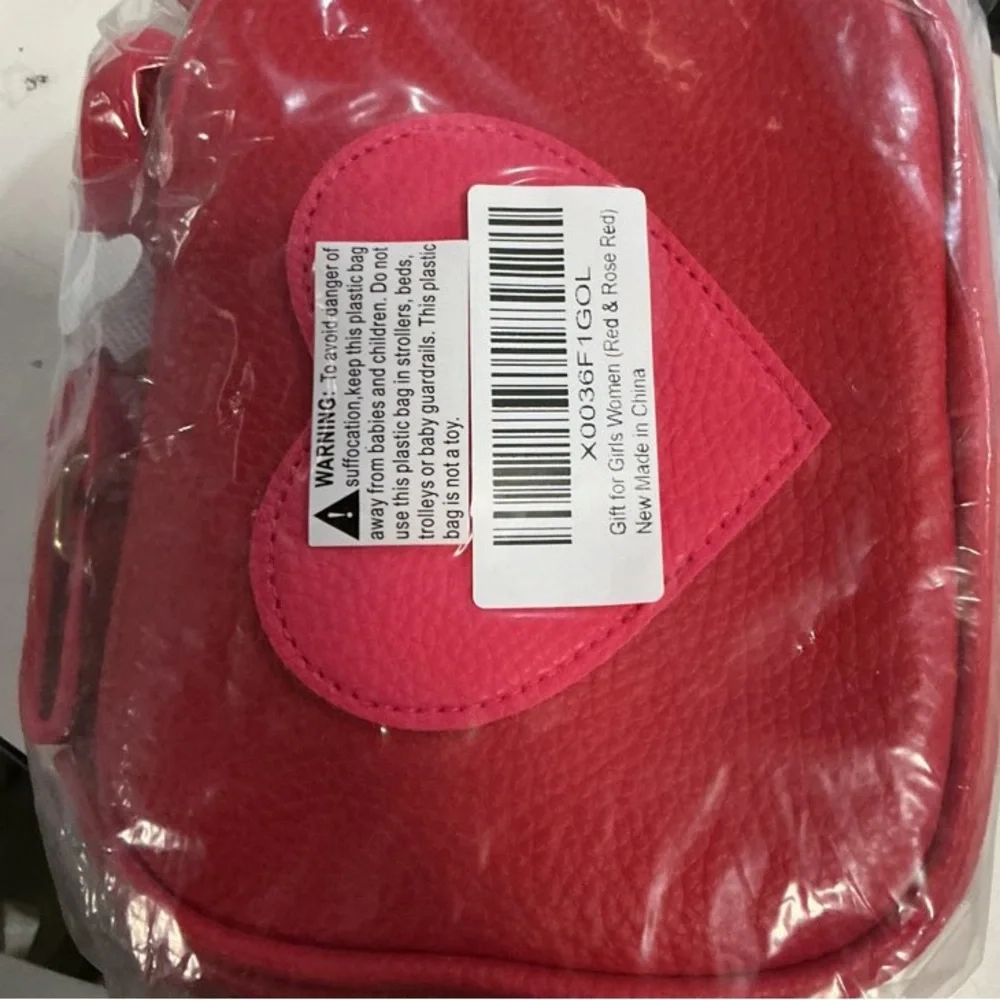 Red Crossbody Bag Pink Heart Tassels New